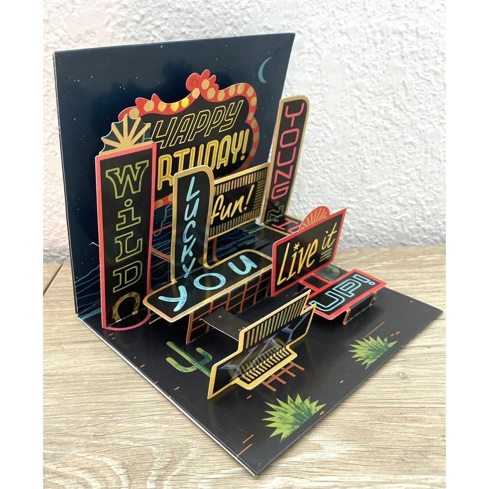 Retro Happy Birthday  -  3D Pop-up Card by Up With Paper